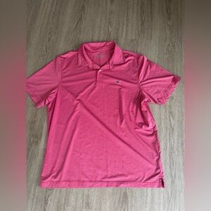 Vineyard Vines Performance Men's Bright Red and White Striped Polo Shirt